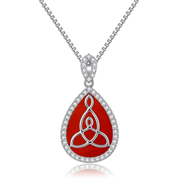 🆕Women Sliver Knot Necklace Sterling Triquetra Triangle Pendant Irish Jewelry - Picture 1 of 7
